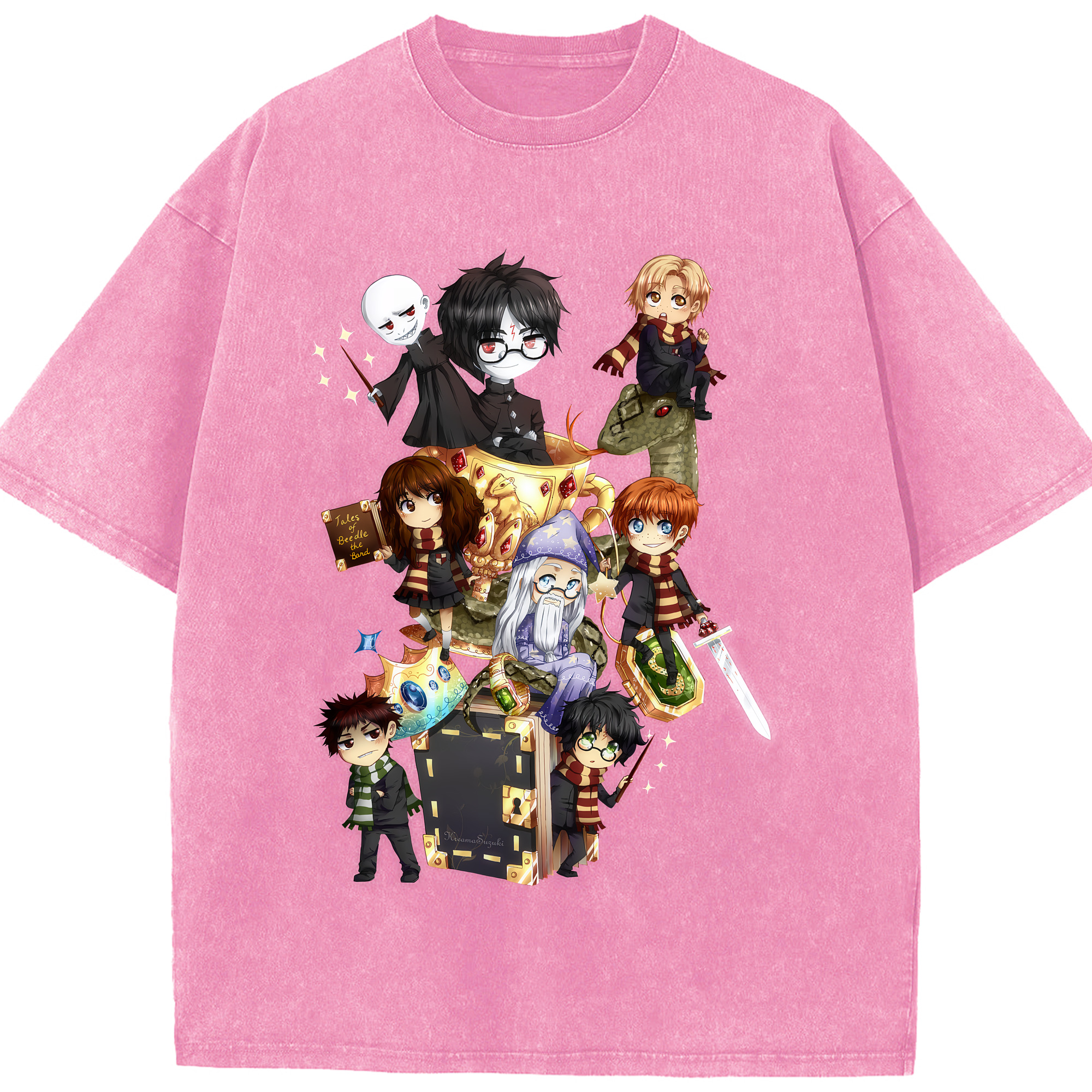 （画像用） Harry Potter ハリー・ポッターシリーズ 綿100% ヴィンテージ風 半袖Tシャツ（フロントプリント）